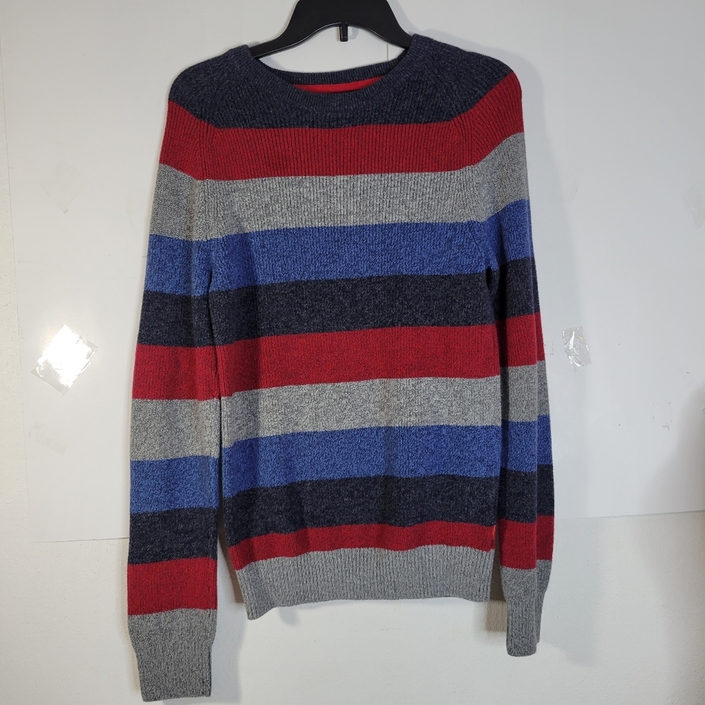 Mens Izod 100% Cotton Sweater Red/Charcoal/gray/blue Size Small